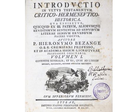Besange,H.: Introductio in Vetus Testamentum. Critico-hermeneutico-historica. Vol. I u. II in 2 Bdn. Steyr, G.Menhardt für J.