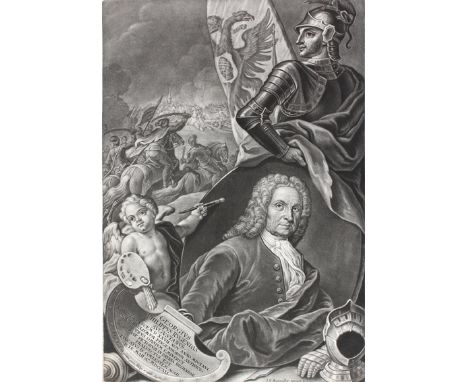 Haid, Johann Jacob: (1704 Kleineislingen - Augsburg 1767). Georgius Philippus Rugendas Augustanus. Halbfigur des Augsburger M