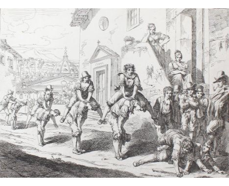 Pinelli, Bartolomeo: (1781 Rom 1835). Salta la Quaglia (...). Radierung. 1821. Plgr. 32 x 41 cm. Blgr. 45,2 x 62,6 cm. I.d. P