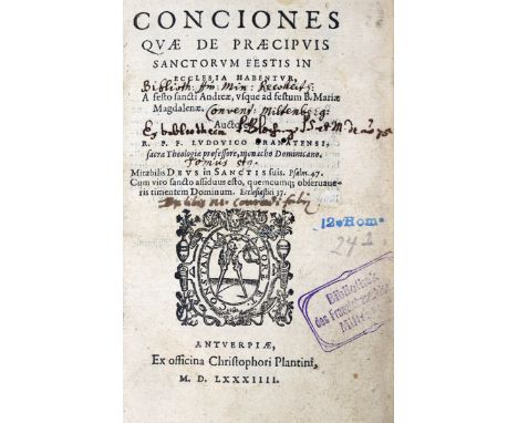 Luis de Granada.: Conciones Quae de Praecipuis Sanctorum Festis in Ecclesia Habentur, A festo Sancti Andreae, usque ad festum