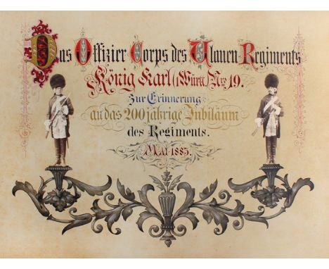 Erinnerungsalbum.: "Das Offizier Corps des Ulanen Regiments König Karl (1. Württemb.) Nro. 19 zur Erinnerung an das 200-jähri