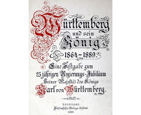 Sammlung: von 39 Bdn. Meist 19. u. 20. Jhdt. Versch. Einbände u. Formate.  ╔Enthält u.a.:╗ Das Königreich Württemberg. 4 Bde.