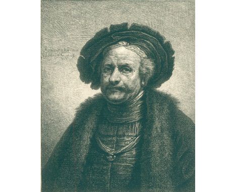Schmidt, Georg Friedrich: (1712 Schönerlinde/Berlin 1775). Rembrandt in Halbfigur. Radierung. Plgr. 15,5 x 12,5 cm. - Nagler 