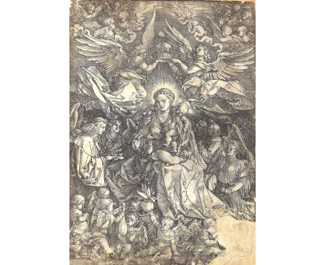 Dürer, Albrecht: (1471 Nürnberg 1528). Maria als Königin der Engel (auch: "Die Jungfrau von zwei Engeln gekrönt" oder "Maria 