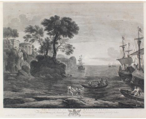 Mason, James: (1710 - c. 1780, tätig in London). The Landing of Aeneas in Italy. Kupferstich. 1772. J. Mason nach C. Lorraine
