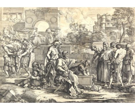 Bourdon, Sébastian: (1616 Montpellier - Paris 1671). VI. Liberare Captivos. Nebusaradan, der Oberste der Leibwache, befiehlt,