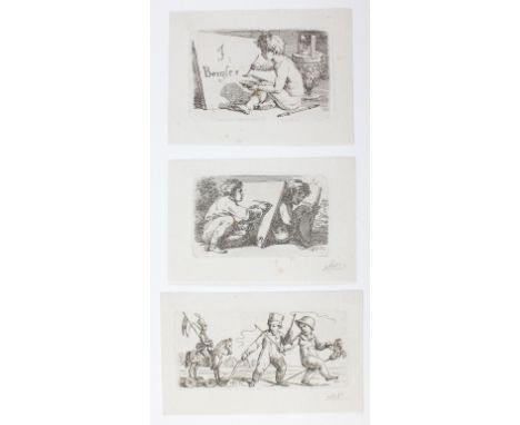 Bergler d. J., Josef: (1753 Salzburg - Prag 1829). Kinderdarstellungen. 3 Miniatur-Radierungen. Um 1805. Plgr. je ca. 5 x 9 c