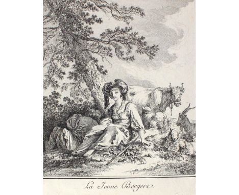 Demarteau, Gilles: (1722 Lüttich - 1776 Paris). La Jeune Bergere. Radierung. 22 x 18 cm. Unter Passep.   R