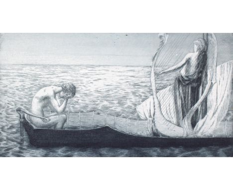 Süs, Wilhlem: (1861 Düsseldorf - Mannheim 1933), zugeschrieben. Die Meerfahrt. Radierung. 21 x 40 cm.   R