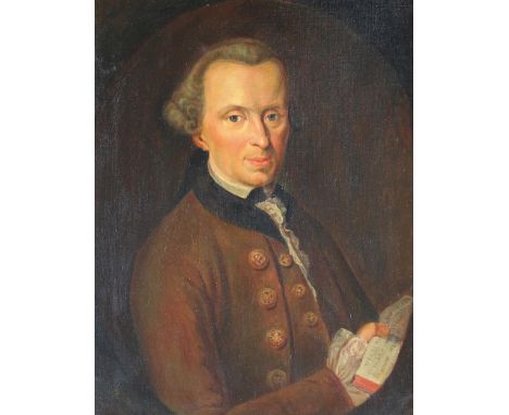 Immanuel Kant: Anonym. Künstler. Portrait in Dreiviertelansicht. Öl auf Lwd. 19. Jhdt. 59 x 46,5 cm. Originalleinwand auf neu