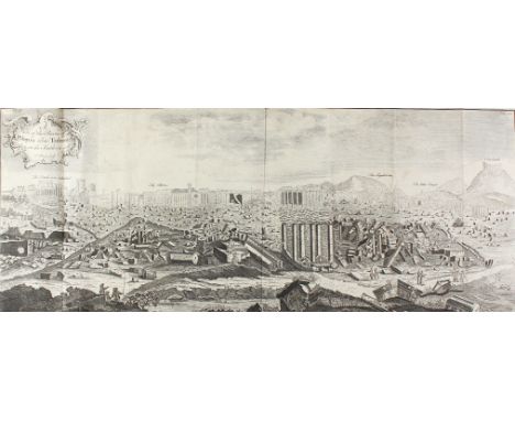 Palmyra.: View of the Ruins of Palmyra alias Tadmor, taken on the Southern side. Kupferstich von James Basir I. Um 1740. 27 x