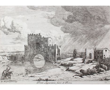 Manglard, Adrien: (1695 Lyon - Rom 1760). Ponte Lamentano fuori di Roma. Radierung auf Bütten 1754. Plgr. 23 x 31,7, Blgr. 23