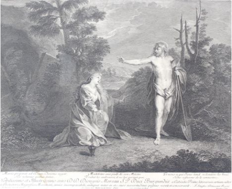Bertin, Nicolas: (ca. 1667 Paris 1736), nach. Madeleine aux pieds de son Maistre. Kupferstrich. Wohl Nicolas-Henry Tardieu na