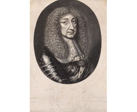 Carlo Emanuele II, Herzog von Savoyen.: Kupferstich. Epreuve d'essai, avant toutes lettres. 17. Jhdt. 23,7 x 18,7 cm.  ╔Dabei
