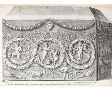 Lafréry, Antoine: (1512 Orgelet - Rom 1577). Das Grab von Constantina aus dem Jahr 340 n. Chr., verziert mit Laubmotiven u. B