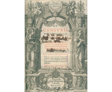 Avila,E.de.: De censuris ecclesiasticis tractatus. Lyon, Horace Cardon 1608. 4°. 8, 422 S., [42] Bl. Blindgepr. Schweinsleder