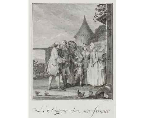 Moreau, Jean Michel d.J.: (1741 Paris 1814) nach. 4 Bl. Genreszenen aus Restif de la Bretonne, "Monument du Costume physique 