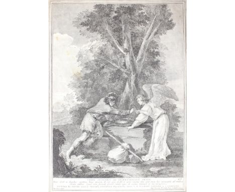 Monaco, Pietro: (1710 Belluno - Venedig 1772). Tobias nimmt den furchterregenden Fisch aus/Tobias' wundersamer Fang. Radierun