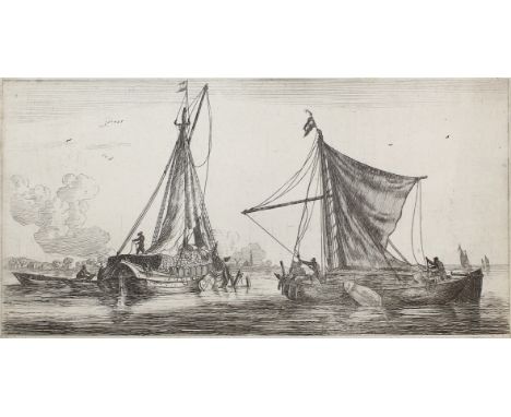 Nooms, Reinier (gen. Zeeman,: um 1623 Amsterdam 1668). Torfschiffe. Radierung auf feinem Bütten, um 1653. Ca. 12,4 x 14,7 cm,