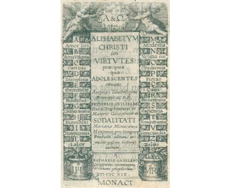 (Niess,J.).: Alphabetum Christi seu virtutes praecipuae quae adolescentes ornant... (Alphabetum Diaboli...). Mchn., Sadeler 1