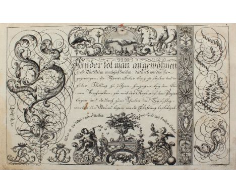 MerkenJ.: Kinder sol man angewöhnen große Buchstaben nachzuschreiben... Bl. 4 wohl aus "Liber artificiosus". Kupferstich auf 