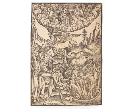 Krönung der Jungfrau.: Holzschnitt um 1514. Ca. 19,4 x 13,7 cm, auf Darstellung beschnitten. Auf Trägerpapier mont. - Leichte
