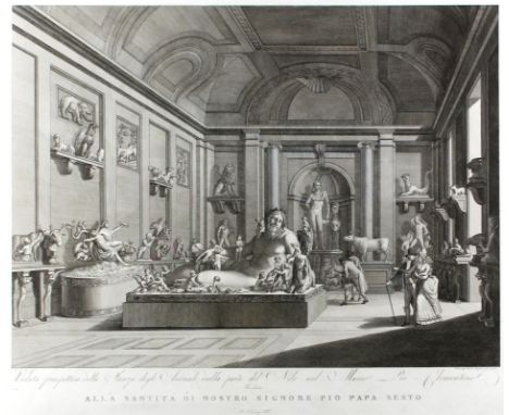 Feoli, Vincenzo: (1740 Rom 1831). Veduta prospettica della Stanza degli Animali dalla parte del Nilo nel Museo Pio - Clementi