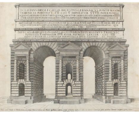 Lafréry, Antonio: (1512 Orgelet - Rom 1577). Bogen des Claudianischen Aquädukts. Kupferstich. 1549. 36,6 x 48,5 cm. Beschn. u