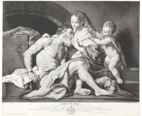 Haid, Johann Elias: (1702 Kleineislingen - Augsburg 1750). Cimon et Pero (Caritas Romana). Mezzotinto n. C.Loth bei J.J.Haid 