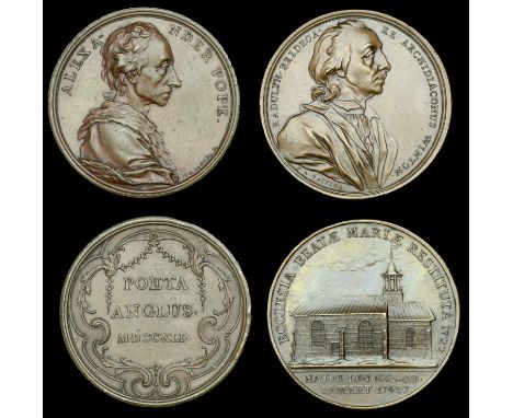 Alexander Pope, 1741, a copper medal by J.A. Dassier, 55mm (E 564); Death of Archdeacon Ralph Brideoake, 1743, a copper medal