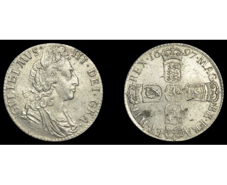 William III (1694-1702), Sixpence, 1697, third bust, large crowns, ordinary harp (ESC 1566; S 3538). Light haymarking on reve