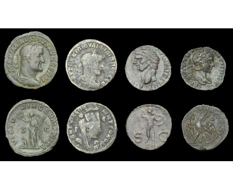 Roman Imperial Coinage, Claudius, As, Rome, 41-50, rev. Minerva standing right, holding javelin and shield; Maximinus Thrax, 