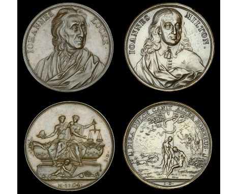 Death of John Locke, 1704, a copper medal by J. Dassier, 42mm (E 413); John Milton, a copper medal by J. Dassier, 42mm (E 254