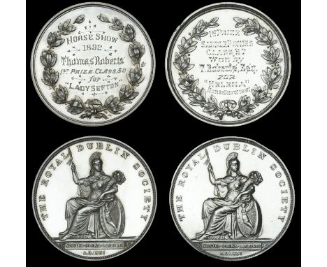 Royal Dublin Society, silver award medals (2), unsigned, named (Horse Show, 1892, Thomas Roberts, 1st Prize, Class 30, for ‘L