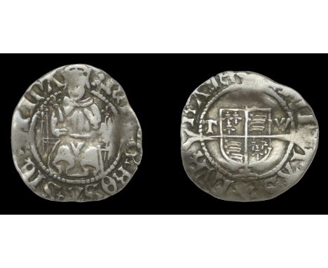 Henry VIII (1509-1547), Second coinage, Penny, Durham, Bp Thomas Wolsey, mm. trefoil?, on obv. only, tw by shield, cardinal’s