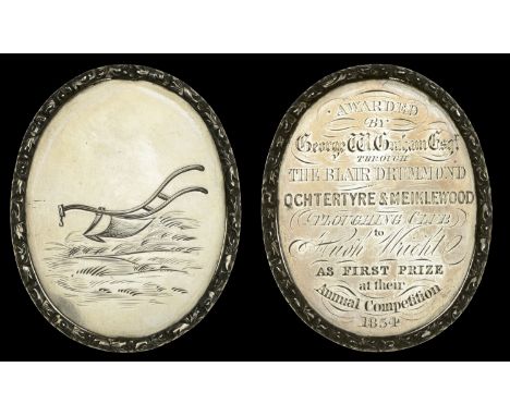 Scotland, Stirlingshire, an oval silver engraved award medal, unsigned, ploughshare left, rev. named (Awarded by George W. Gr