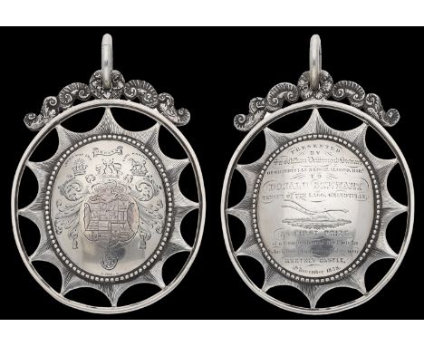 Scotland, Dunkeld, Perthshire, an elaborate oval silver engraved award medal by H. Gavin, arms of Sir William Drummond Stewar