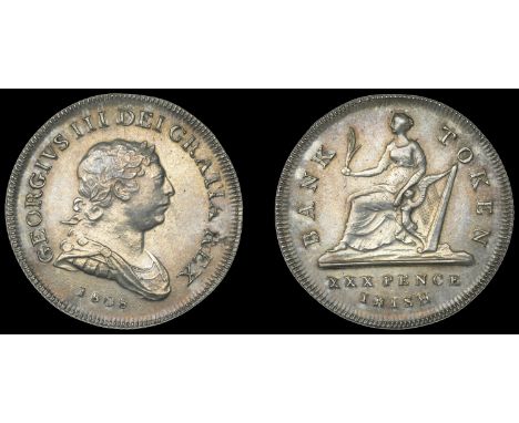 Ireland, George III, Bank of Ireland coinage, Thirty Pence, 1808, top of harp points to o in token (S 6616A). Once cleaned bu