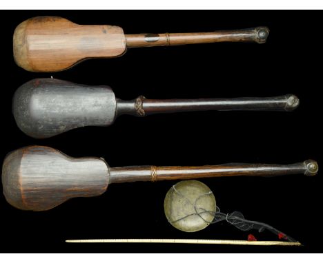 China, An antique balance or steelyard scale, contained in a ‘violin’-shaped and fitted dark rosewood box with swivelling lid