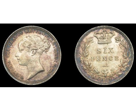 Victoria (1837-1901), Sixpence, 1887, young head (ESC 3262 [1750]; S 3912). About as struck, light toning over reflective fie