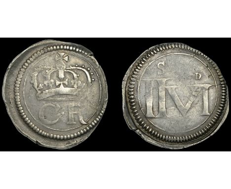 Ireland, Charles I, Ormonde Money, Halfcrown, pellet between c r, tall figures on rev., 14.71g/2h (Bull C-9; S 6545; DF 292).