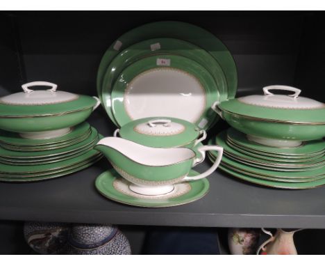 A Royal Worcester part dinner service in green and gilt, approx 23 piecesgood condition
