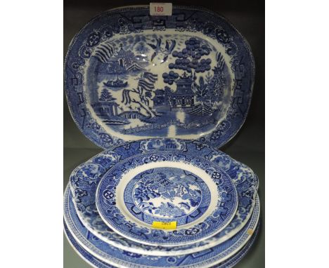 A selection of vintage transfer printed plates