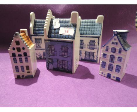 A selection of vintage ceramic hand painted Delft houses from HollandCondition No cracks, chips or visible damage