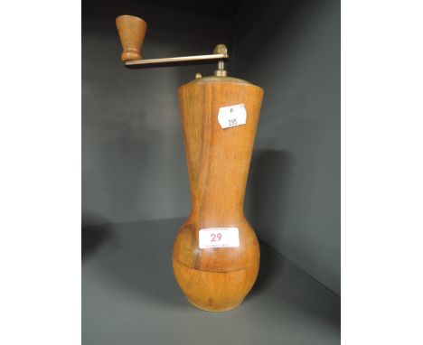 A vintage treen coffee mill or grinder
