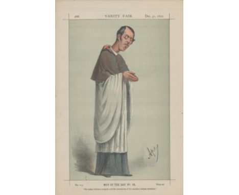 Vanity Fair print. Titled Men of the Day no 18. Subject A H Mackonochie. Dated 31/12/1870. Approx size 14x11inch. Good condit