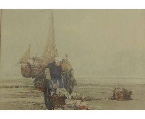 A coloured print of two Fisher Women on the Coast,  in a glazed frame, 26 x 19cm