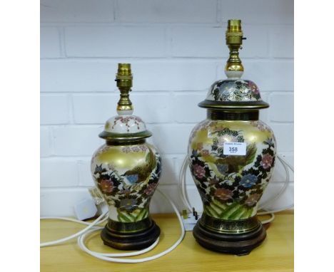 A Satsuma baluster table lamp together with another smaller (2) 