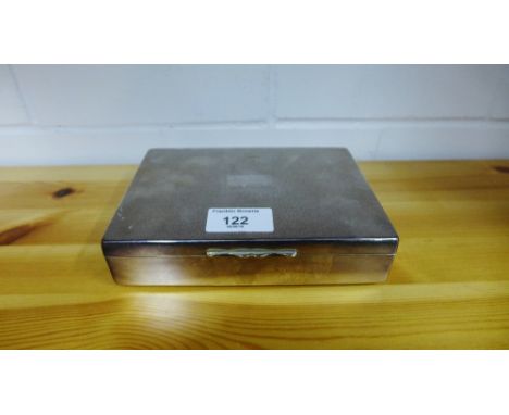 A silver plated engine turned cigarette box, 17 x 13cm