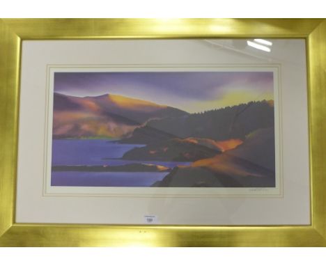 Peter Goodfellow Landscape, coloured print in a glazed gilt wood frame, 92 x 64cm